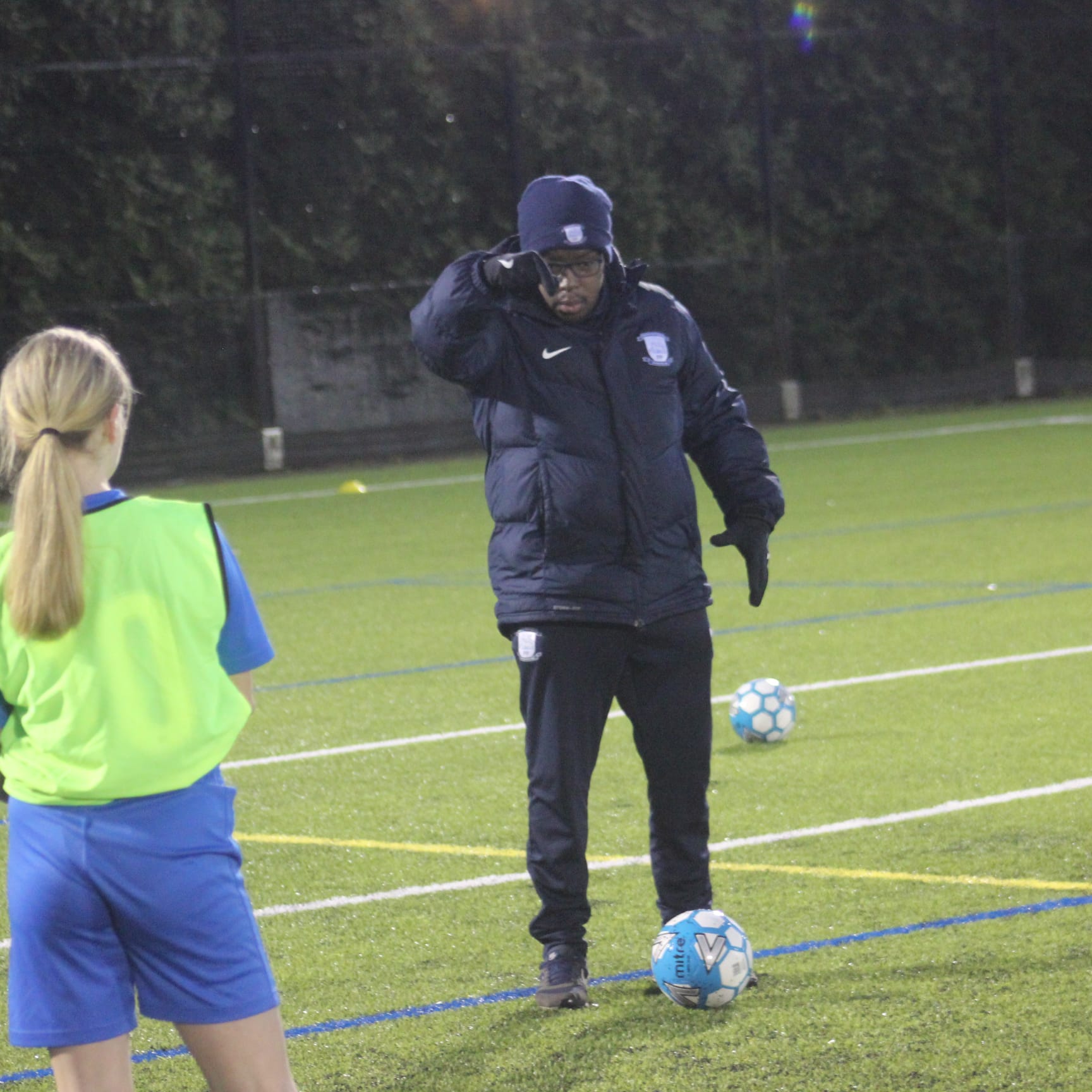 Coach Sagwati Malabi instructing tactical pitch session
